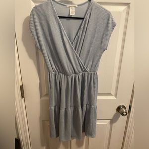 Tiered ruffled light blue dress